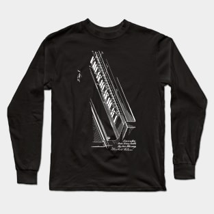 Piano Keyboard Card System Vintage Patent Hand Drawing Long Sleeve T-Shirt